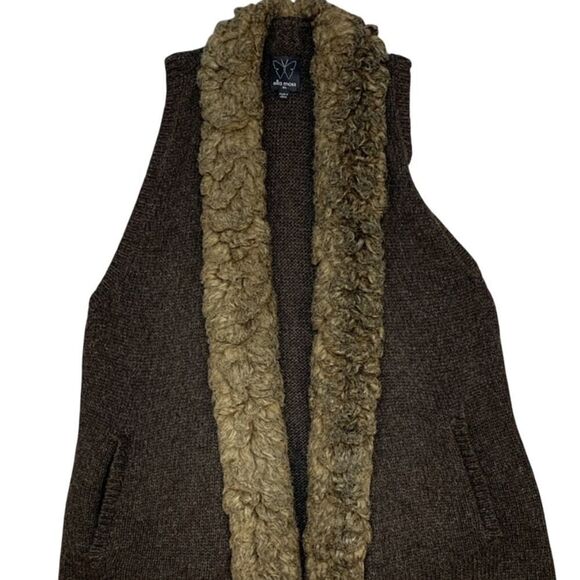 Ella Moss Alpaca Wool Blend Sweater Vest Open Front Brown Women's Size M/L - Picture 3 of 6